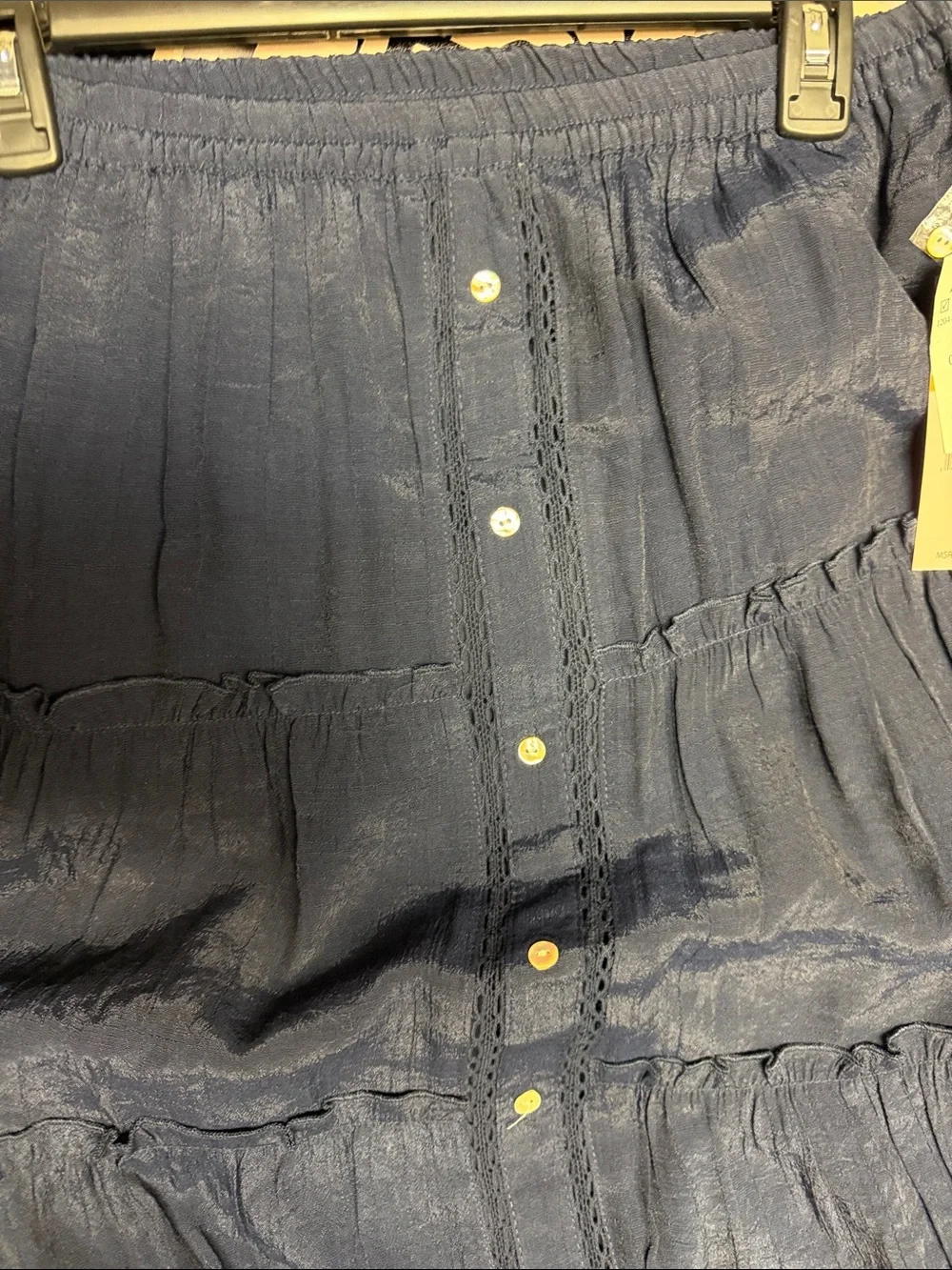 Nanette Lepore Navy Tiered Button-Front Maxi Skirt. 🆕